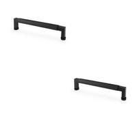 Loops 2 Pack - Square Knurled Pull Handle - Matt Black - 160mm Centres Premium Drawer Door