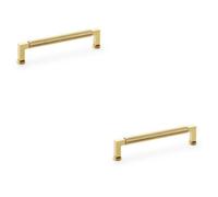 Loops 2 Pack - Square Knurled Pull Handle - Satin Brass - 160mm Centres Premium Drawer Door