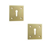 Loops 2 Pack Square Polished Brass Door Escutcheon 50X50mm For Elegant Finishes - Key Hole Cover