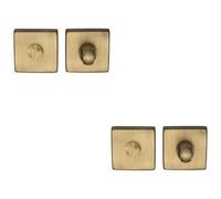 Loops 2 Pack - Square Rose Thumbturn & Release Lock - Antique Brass - Bathroom Door Wc