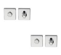 Loops 2 Pack - Square Rose Thumbturn & Release Lock - Polished Chrome - Bathroom Door Wc
