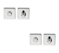 Loops 2 PACK - Square Rose Thumbturn & Release Lock - Polished Chrome - Bathroom Door WC