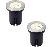 Loops 2 PACK Stainless Steel IP67 Ground Light - 13W Warm White LED - Tilting Head in Metallics Loops Metallics
