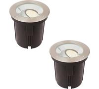 Loops 2 PACK Stainless Steel IP67 Ground Light - 16.5W Warm White Tilting Head LED in Metallics Loops Metallics