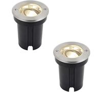 Loops 2 PACK Stainless Steel IP67 Ground Light - 6W Warm White LED - Tilting Head in Metallics Loops Metallics