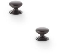 Loops 2 Pack - Stepped Round Door Knob - Dark Bronze 25mm Classic Kitchen Cabinet Pull Handle
