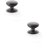 Loops 2 Pack - Stepped Round Door Knob - Dark Bronze 38mm Classic Kitchen Cabinet Pull Handle
