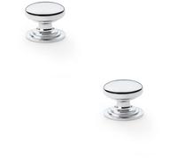Loops 2 Pack - Stepped Round Door Knob Polished Chrome 32mm Classic Kitchen Cabinet Pull Handle