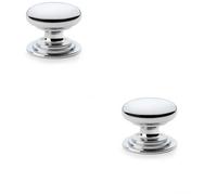 Loops 2 Pack - Stepped Round Door Knob Polished Chrome 38mm Classic Kitchen Cabinet Pull Handle