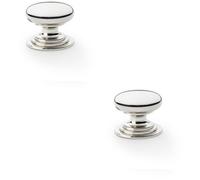 Loops 2 Pack - Stepped Round Door Knob Polished Nickel 38mm Classic Kitchen Cabinet Pull Handle