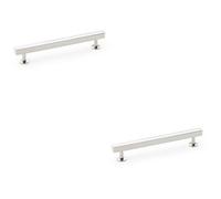 Loops 2 Pack - Straight Square Bar Pull Handle Polished Nickel 160mm Centres Solid Brass Drawer