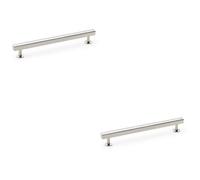 Loops 2 Pack - Straight Square Bar Pull Handle Polished Nickel 192mm Centres Solid Brass Drawer
