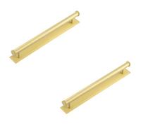Loops 2 Pack Stylish 224mm Satin Brass Cabinet Handle With Stepped Backplate Kitchen Drawer Pull Handle