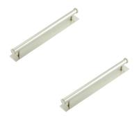 Loops 2 Pack Stylish 224mm Satin Nickel Cabinet Handle With Plain Backplate - Kitchen Drawer Pull Handle