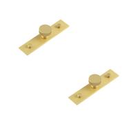 Loops 2 Pack Stylish 30mm Cupboard Knob With Satin Brass Backplate - Kitchen Cabinet Knob
