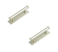 Loops 2 Pack Stylish 96mm Satin Nickel Cabinet Handle With Plain Backplate - Kitchen Drawer Pull Handle