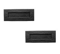 Loops 2 Pack Stylish Antique Black Letterplates 260X80mm For Your Home - External Front Door Letter Box Plate