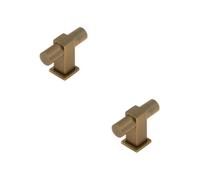 Loops 2 Pack Stylish Antique Brass T Bar Cupboard Knob For Modern Interiors - Kitchen Cabinet Knob