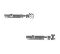 Loops 2 Pack Stylish Architectural Slide Door Bolts 150X35mm In Satin Nickel Finish - Door Bolt Lock