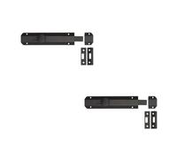 Loops 2 Pack Stylish Architectural Slide Door Bolts In Matt Black Finish - 150X35mm - Door Bolt Lock
