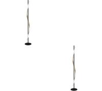 Loops 2 Pack Stylish Black And Brushed Brass Led Floor Lamp For Modern Interiors