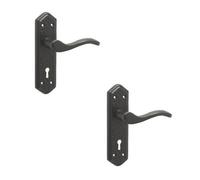 Loops 2 Pack Stylish Black Suite Door Handle With Lockplate For Home And Office - Interior Lever On Backplate