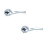 Loops 2 Pack Stylish Curve Door Handle On Rose In Polished Chrome Finish - Interior Handle