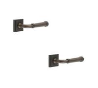 Loops 2 Pack Stylish Dark Bronze Square Door Handle For Modern Homes - Solid Brass Interior Handle