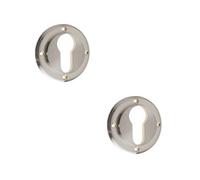 Loops 2 Pack Stylish Euro Profile Escutcheons In Satin Nickel Finish - Solid Brass Key Hole Cover