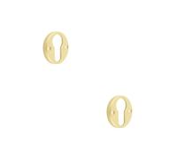 Loops 2 Pack Stylish Knurled Euro Profile Escutcheon In Satin Brass For Luxury Doors - Solid Brass Key Hole Cover