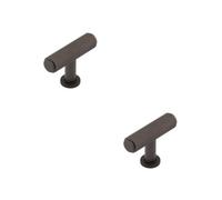 Loops 2 Pack Stylish Knurled T Bar Cupboard Knob In Dark Bronze Finish - Kitchen Cabinet Knob