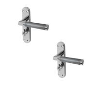 Loops 2 Pack Stylish Mitred Suite Door Handle In Polished And Satin Chrome Finish - Interior Lever On Backplate