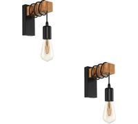 Loops 2 Pack Stylish Modern Black And Brown Led Wall Light For Indoor Spaces