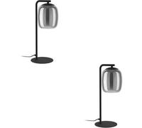 Loops 2 Pack Stylish Modern Black Led Table Lamp Indoor Home Decor