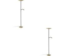 Loops 2 Pack Stylish Modern Brushed Brass And Black Led Floor Lamp For Indoor Spaces