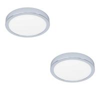Loops 2 Pack Stylish Modern Design Chrome Round Ceiling Light 21Cm With Led For Indoor Spaces