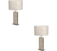 Loops 2 Pack Stylish Modern Satin Nickel Table Lamp For Home Decor - Perfect Indoor Lighting Solution