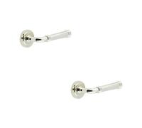 Loops 2 Pack Stylish Polished Nickel Door Handle With Stepped Rose Design - Solid Brass Interior Handle