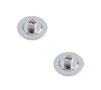Loops 2 Pack Stylish Polished Nickel Wall-Mounted Doorstop With Stepped Base - Solid Brass & Rubber Stopper
