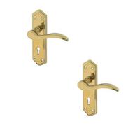 Loops 2 Pack Stylish Pvd Brass Suite Door Handle With Lockplate For Modern Interiors - Interior Lever On Backplate