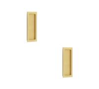 Loops 2 Pack Stylish Rectangular Flush Pull In Satin Brass For Doors And Cabinets - Door Handle
