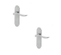 Loops 2 Pack Stylish Satin Chrome Suite Door Handle With Latchplate - Interior Lever On Backplate