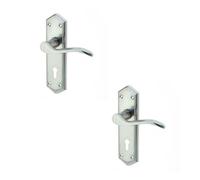 Loops 2 Pack Stylish Satin Chrome Suite Door Handle With Lockplate For Modern Interiors - Interior Lever On Backplate