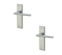 Loops 2 Pack Stylish Satin Chrome Suite Door Handle With Unique Latchplate Design - Interior Lever On Backplate