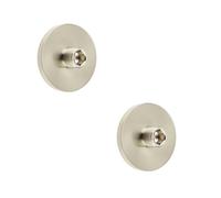 Loops 2 Pack Stylish Satin Nickel Wall Mounted Doorstops With Plain Bases - Solid Brass & Rubber Stopper