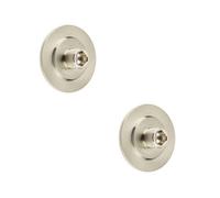Loops 2 Pack Stylish Satin Nickel Wall-Mounted Doorstops With Stepped Bases - Solid Brass & Rubber Stopper