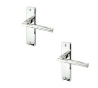 Loops 2 Pack Stylish Suite Door Handle In Polished Chrome For Modern Interiors - Interior Lever On Backplate