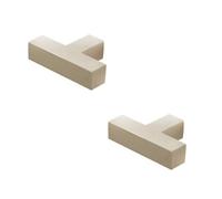 Loops 2 Pack Stylish T-Bar Square Cupboard Knob In Polished Nickel Finish - Kitchen Cabinet Knob