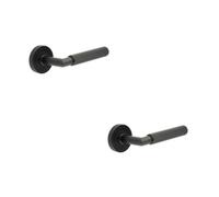 Loops 2 Pack Stylish Three One Six Diamond Knurled Black Door Handle For Modern Spaces - Interior Handle