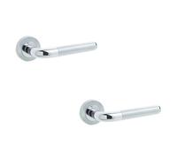 Loops 2 Pack Stylish Twin Door Handle On Rose In Polished And Satin Chrome Finish - Interior Handle
